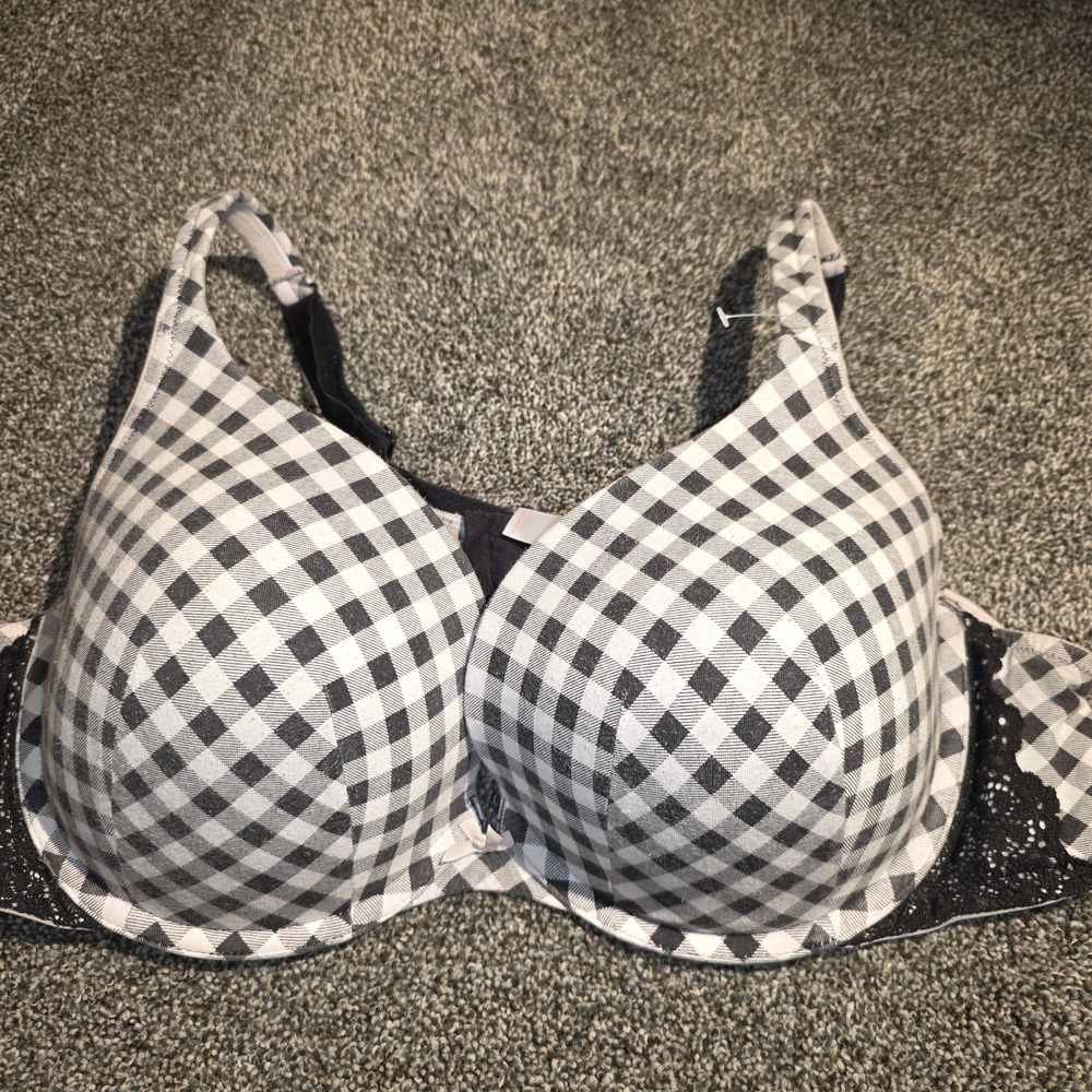 Cacique Black and White Gingham Underwire Bra